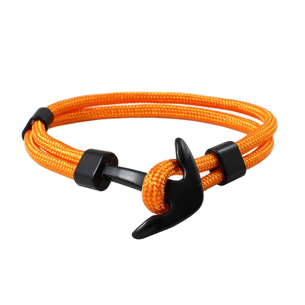 Pulsera de Cuerda Naranja con Broche de Ancla