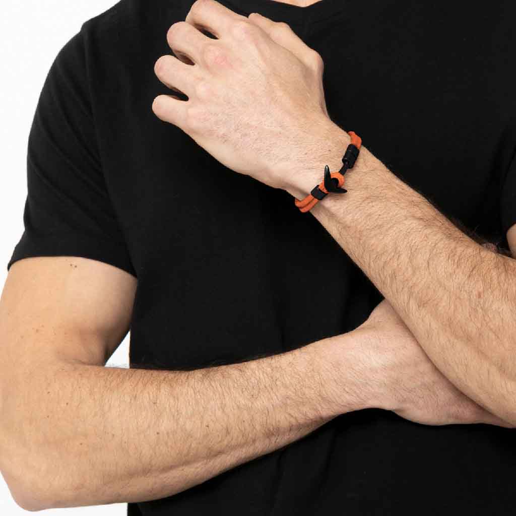 Pulsera de Cuerda Naranja con Broche de Ancla