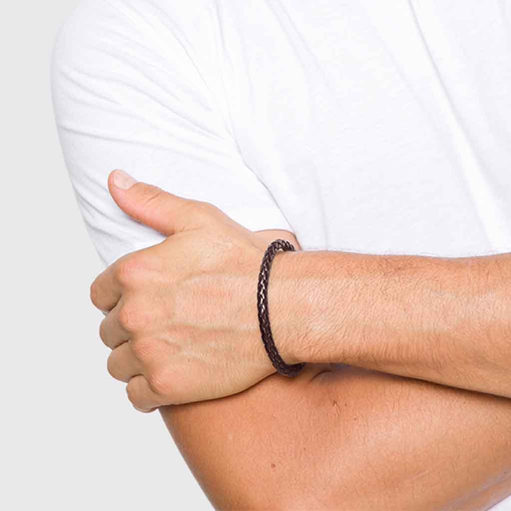 Pulsera Cuero Tejida Moda Juvenil