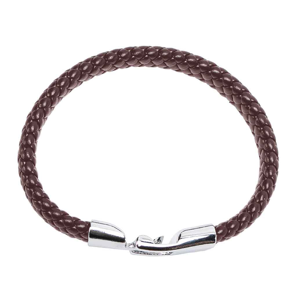 Pulsera Hombre Cuero Tejido Piel de Serpiente Café