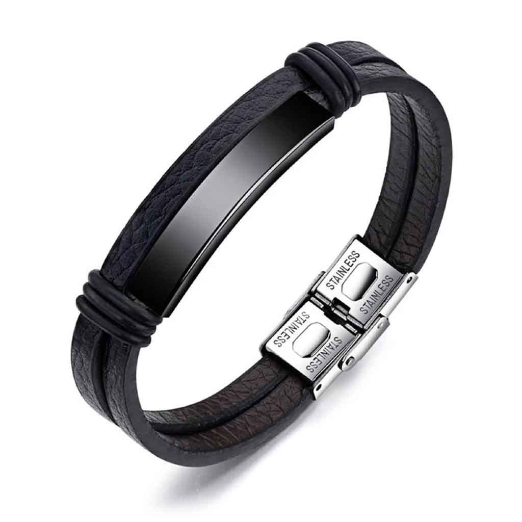 Pulsera Hombre Placa Juvenil Cuero