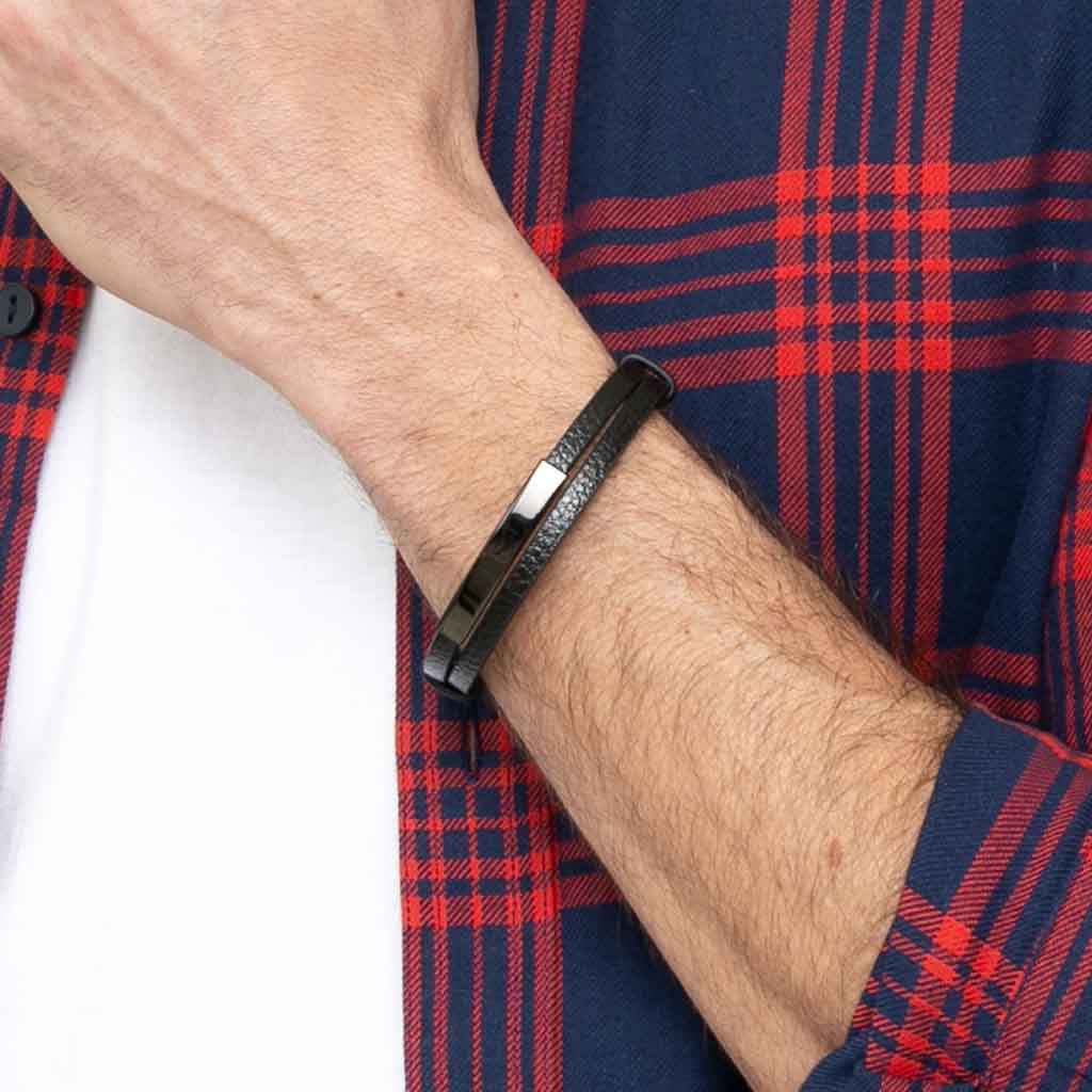 Pulsera Hombre Placa Juvenil Cuero