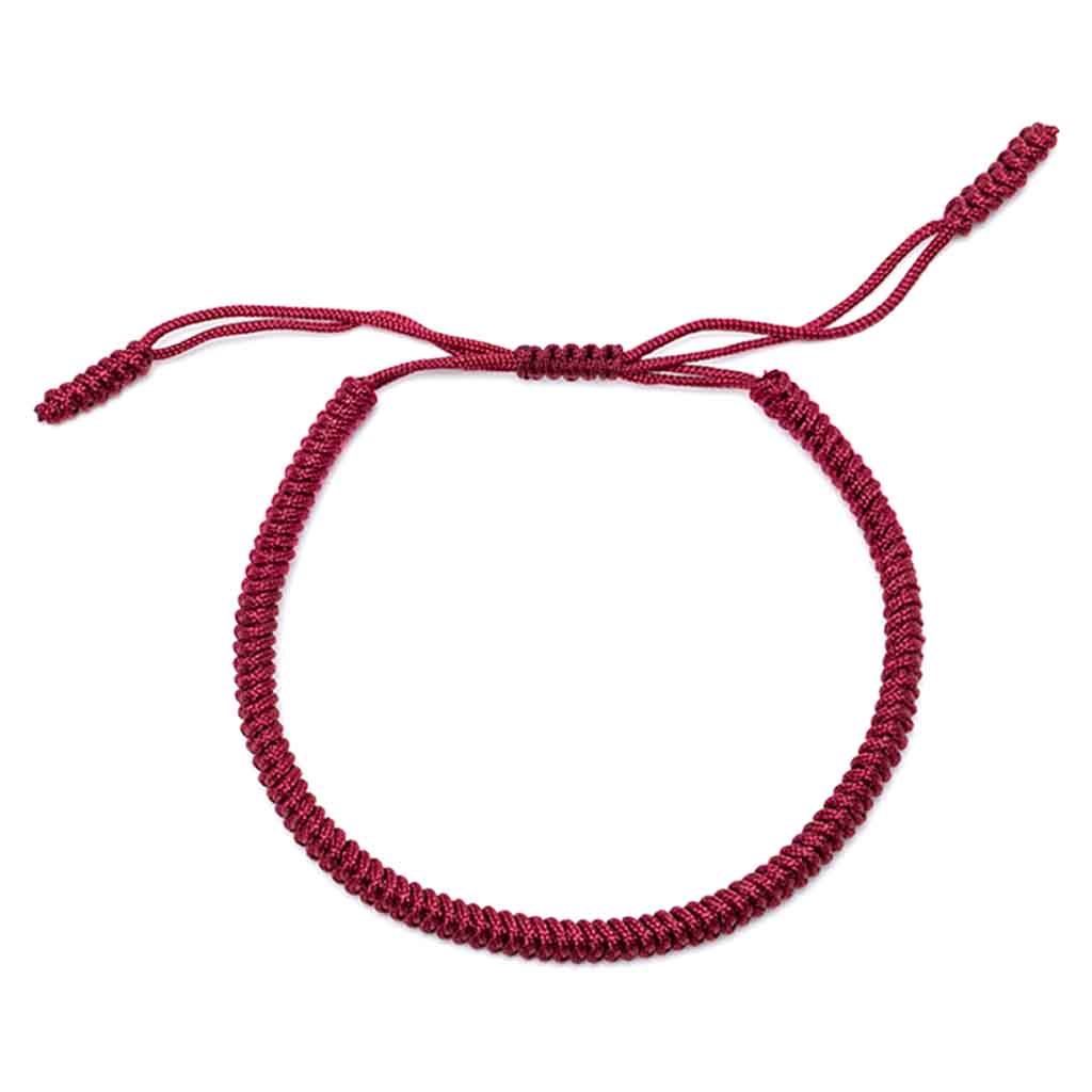 Pulsera Protección Budista Tibetana Burdeo