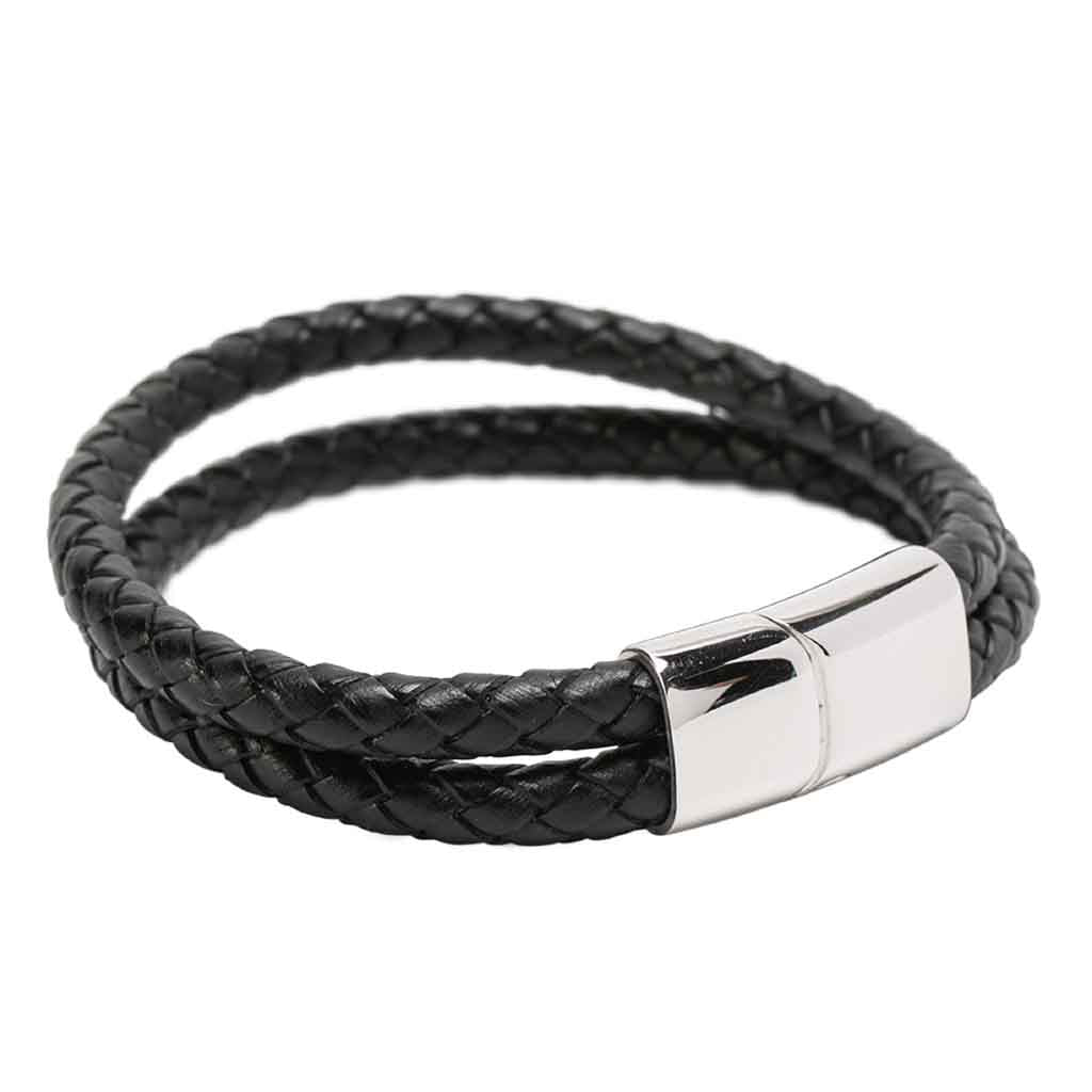 Pulsera Tejida De Cuero Con Broche Magnético Hombre Mujer