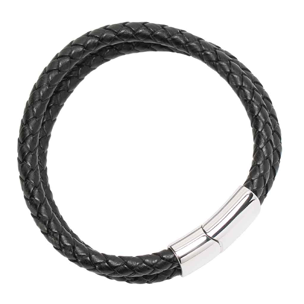 Pulsera Tejida De Cuero Con Broche Magnético Hombre Mujer