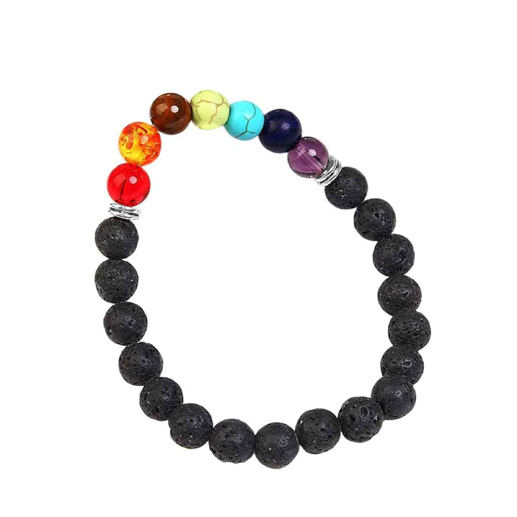 Pulseras Hombre Mujer Piedra Volcanica 7 Chakras Feng Shui