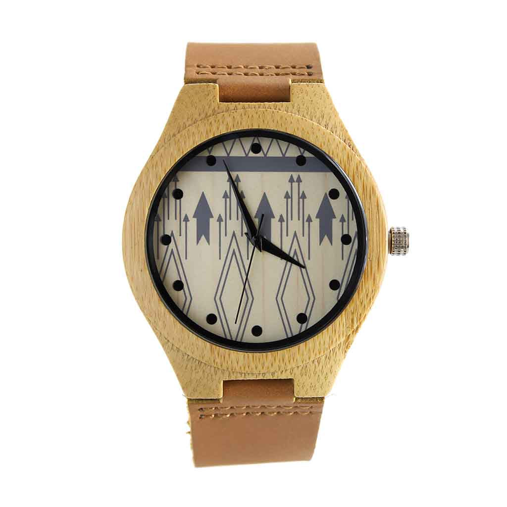 Reloj de Hombre en Madera Correas de Cuero Café