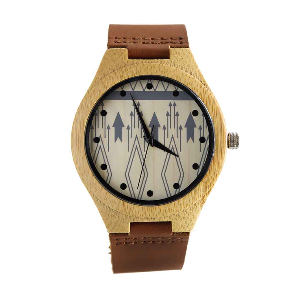 Reloj Unisex en Madera Correas de Cuero Chocolate