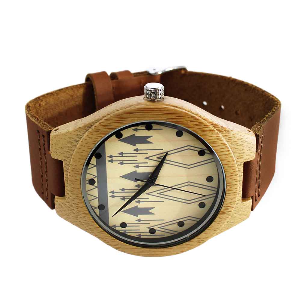Reloj Unisex en Madera Correas de Cuero Chocolate