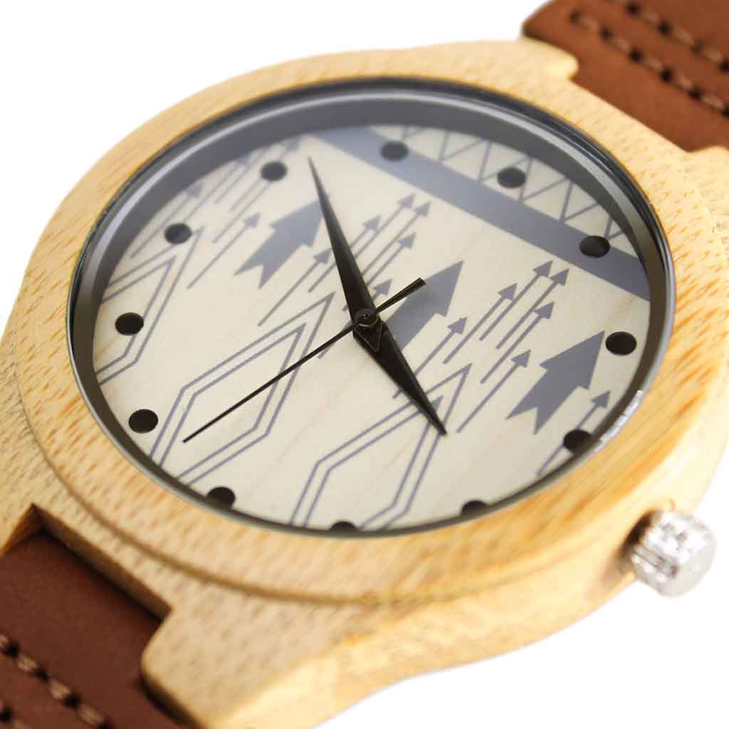 Reloj Unisex en Madera Correas de Cuero Chocolate