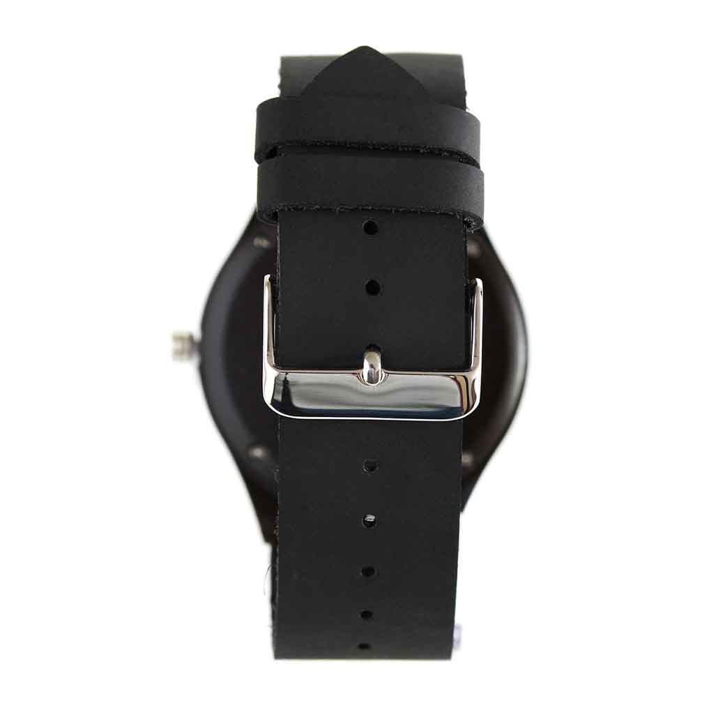 Reloj Mujer Hombre Madera color Negro con Correas de Cuero