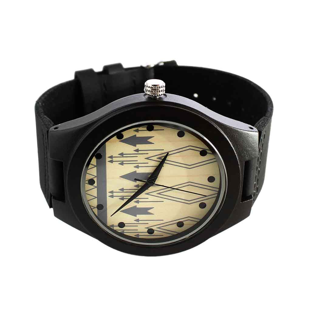 Reloj Mujer Hombre Madera color Negro con Correas de Cuero