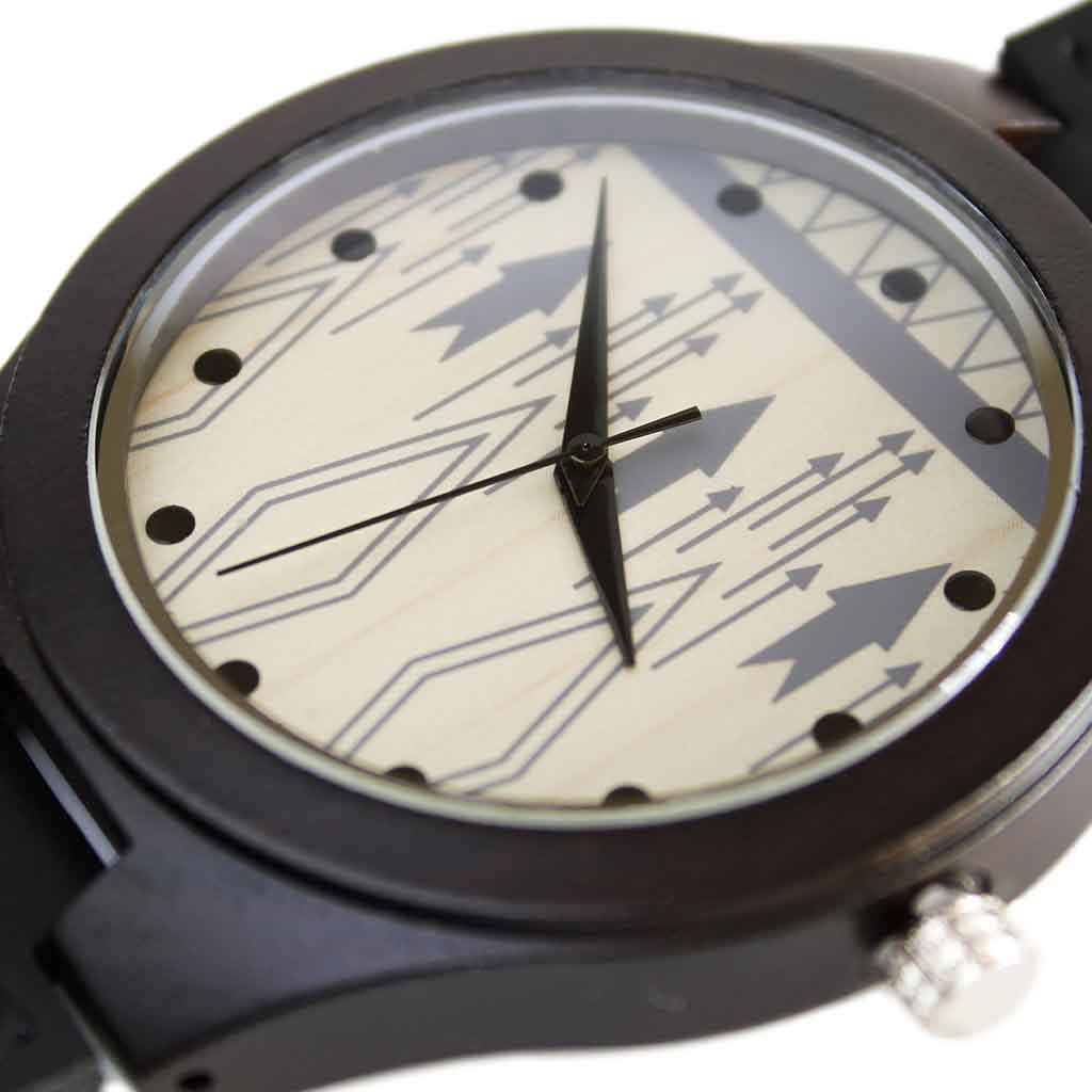 Reloj Mujer Hombre Madera color Negro con Correas de Cuero