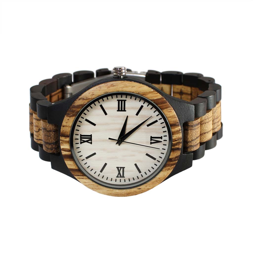 Reloj Analogo Hombre Reloj Hombres Madera Café Negro