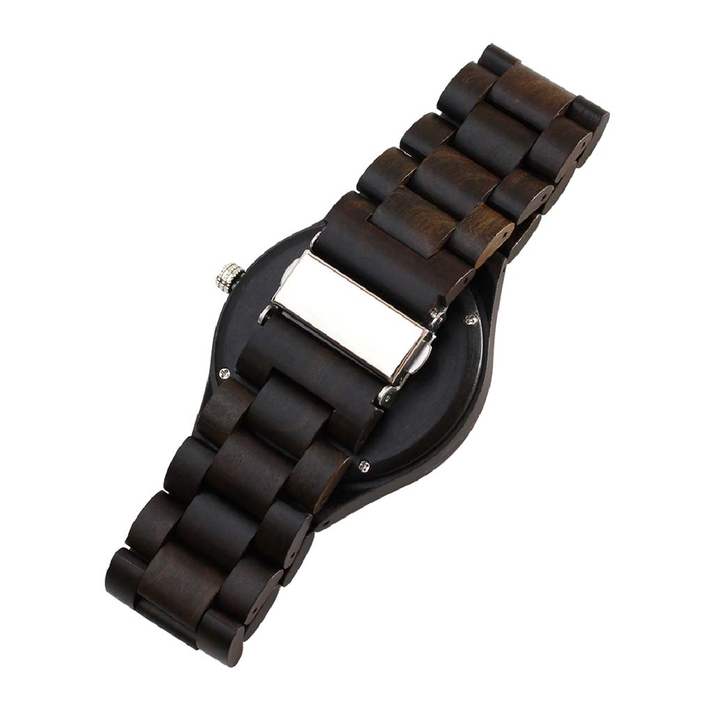 Reloj Analogo Hombre Reloj Hombres Madera Negro Naranja