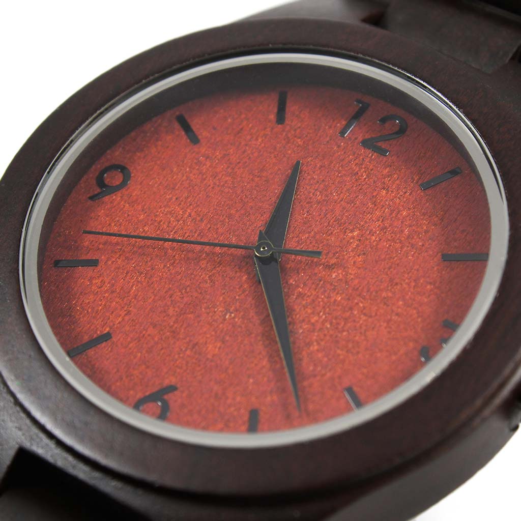 Reloj Analogo Hombre Reloj Hombres Madera Negro Naranja