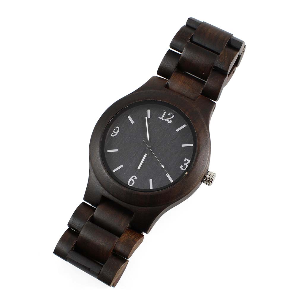 Reloj Hombres Reloj Analogo Hombre Madera Dial Negro