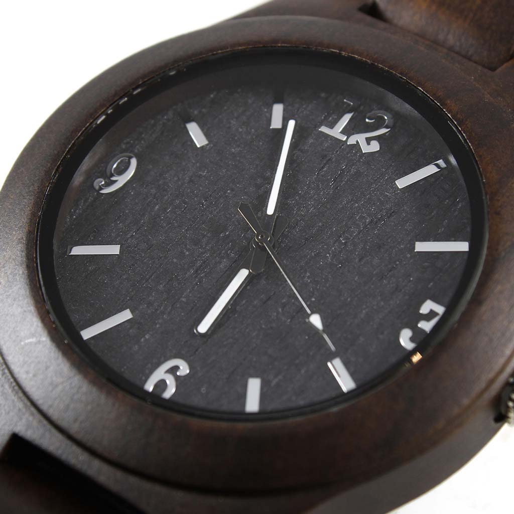 Reloj Hombres Reloj Analogo Hombre Madera Dial Negro