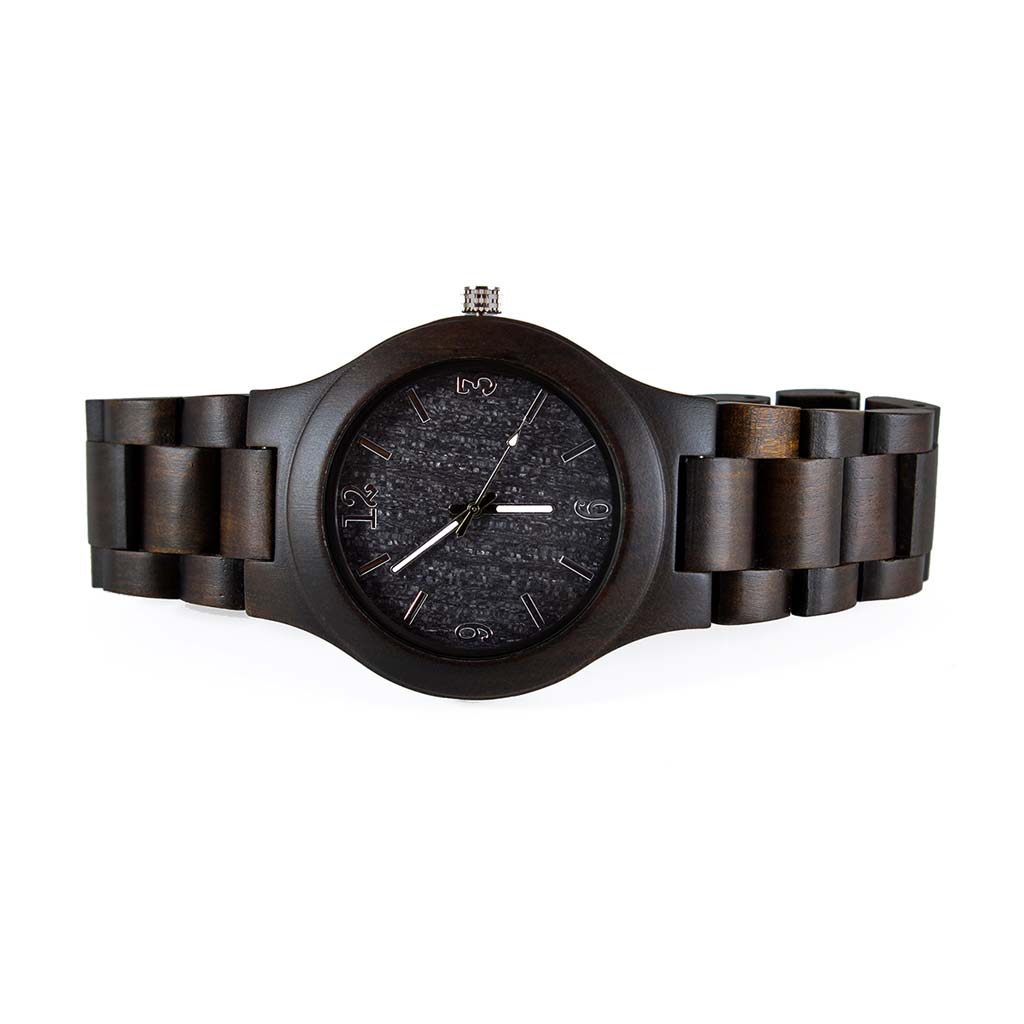 Reloj Hombres Reloj Analogo Hombre Madera Dial Negro
