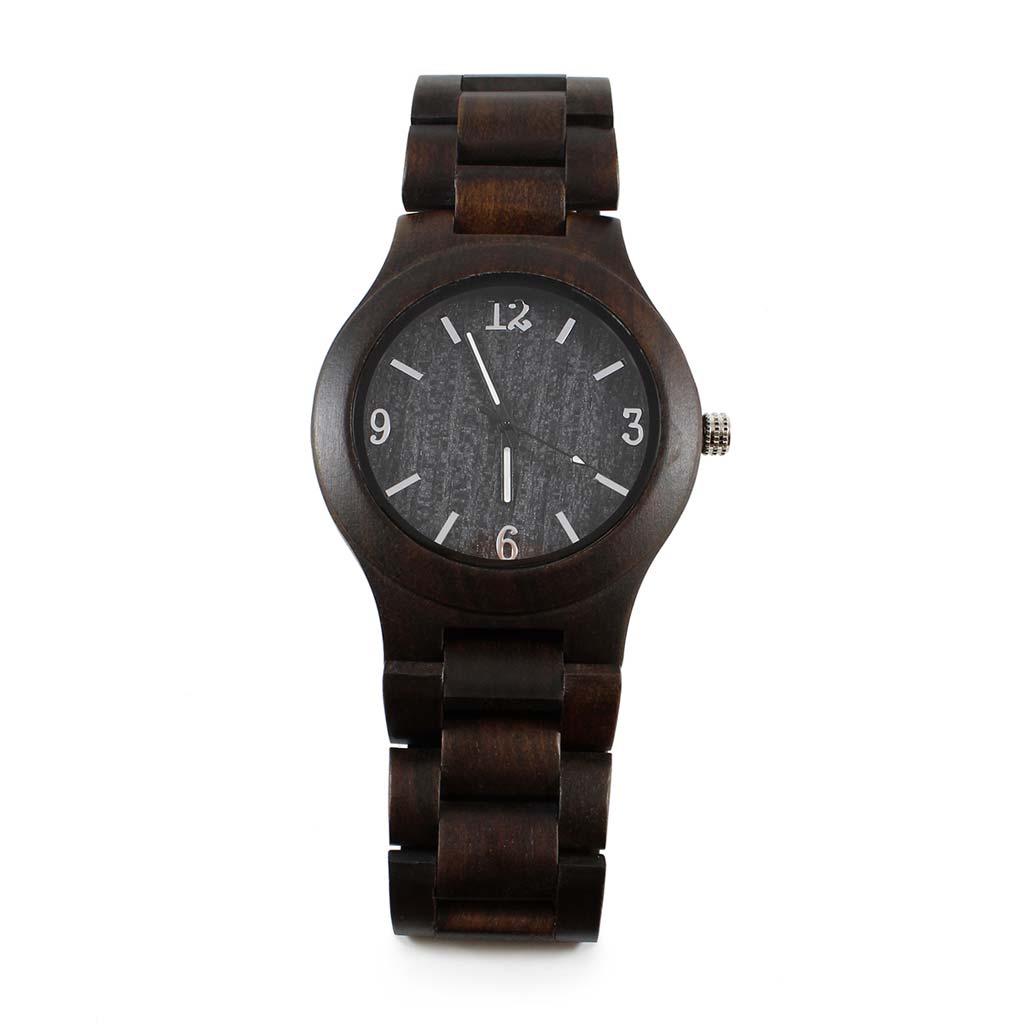 Reloj Hombres Reloj Analogo Hombre Madera Dial Negro