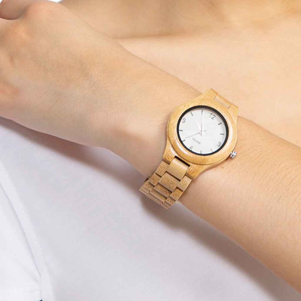 Reloj Analogico Hombre Unisex Bisel de Lujo Madera