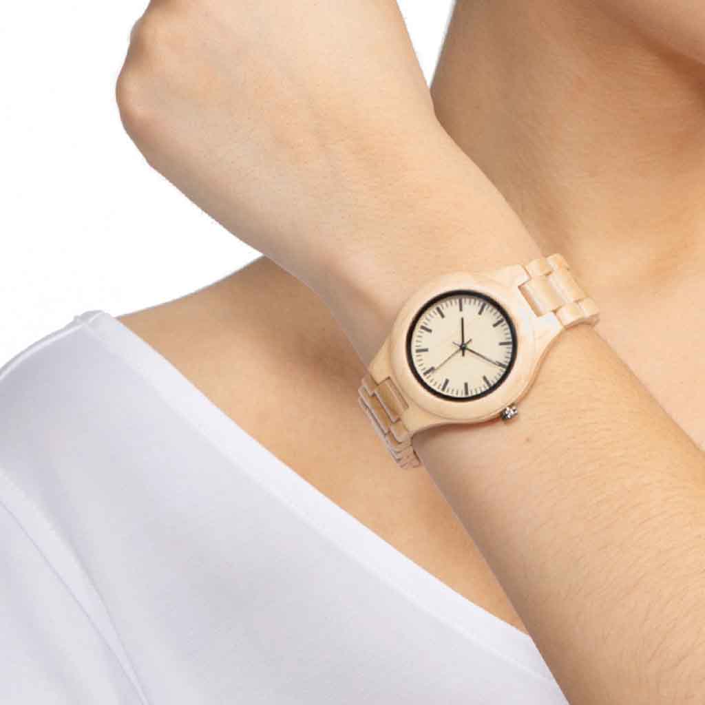 Reloj Analogo Unisex Madera Beige