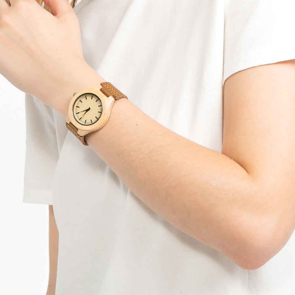 Reloj Casual Madera Bisel Bambú Unisex