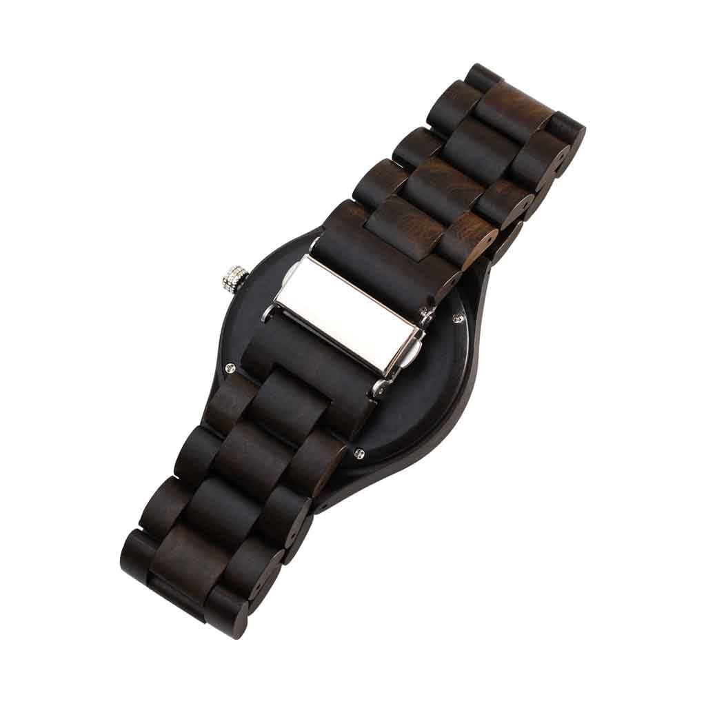 Reloj Correa Madera con Números Romanos