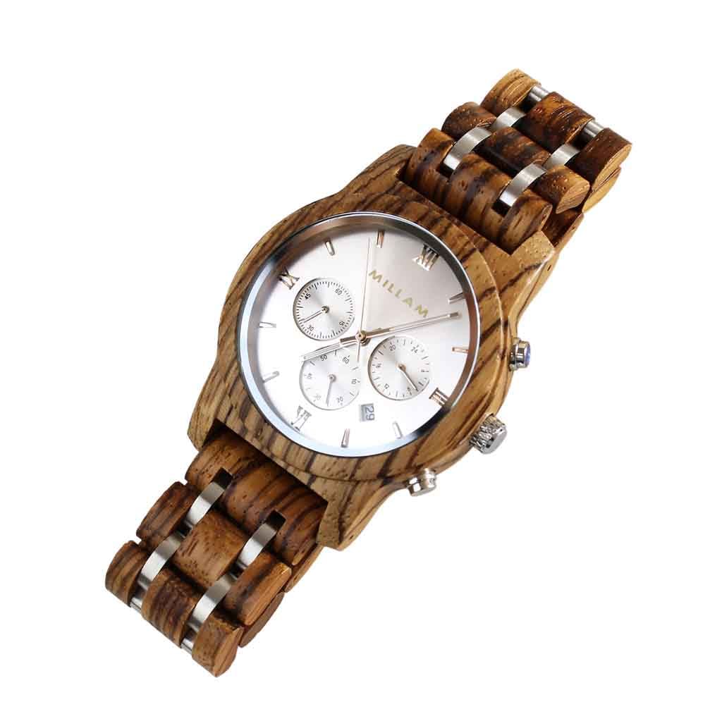 Reloj Hombre Cronógrafo Madera Natural