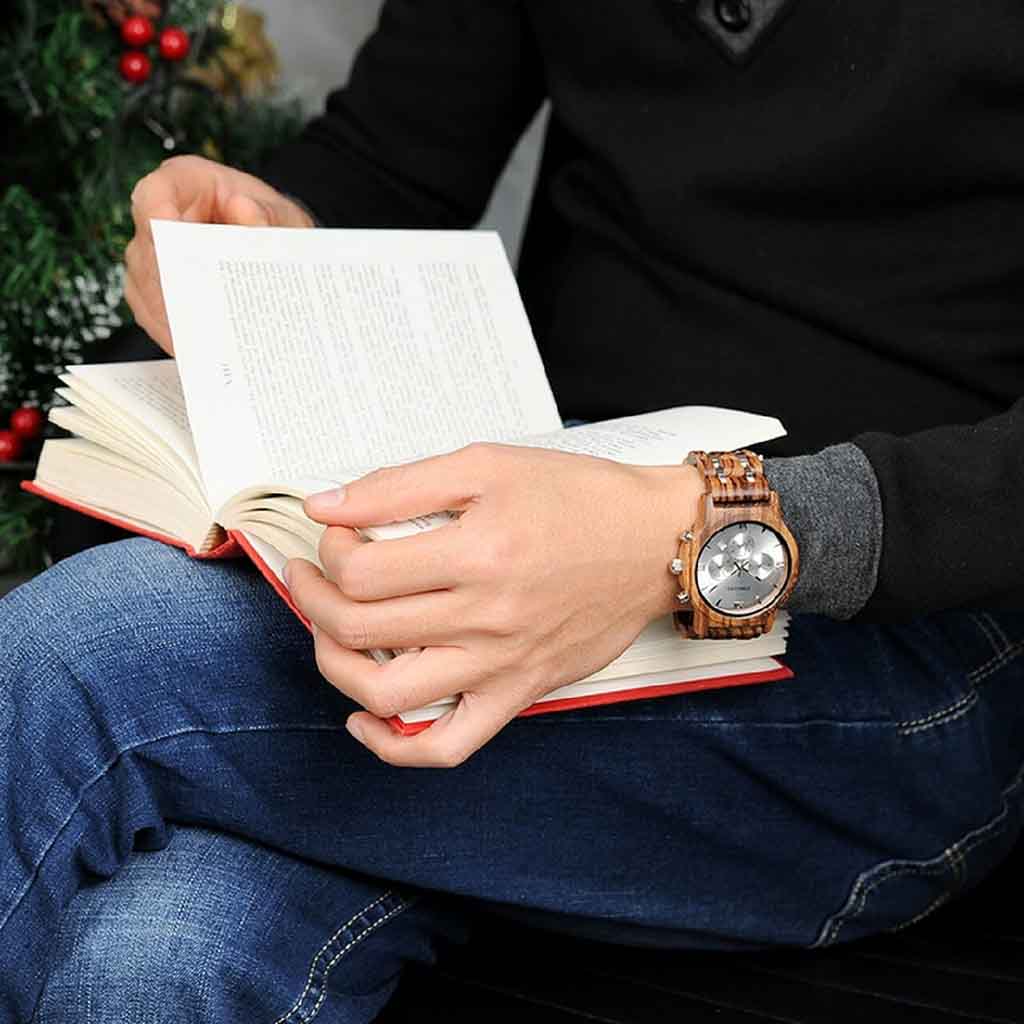 Reloj Hombre Cronógrafo Madera Natural