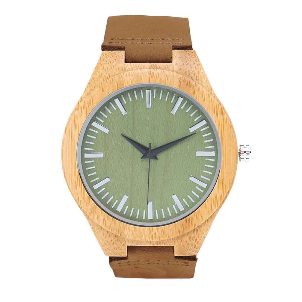 Reloj De Madera Y Correa De Cuero Ajustable Hombre