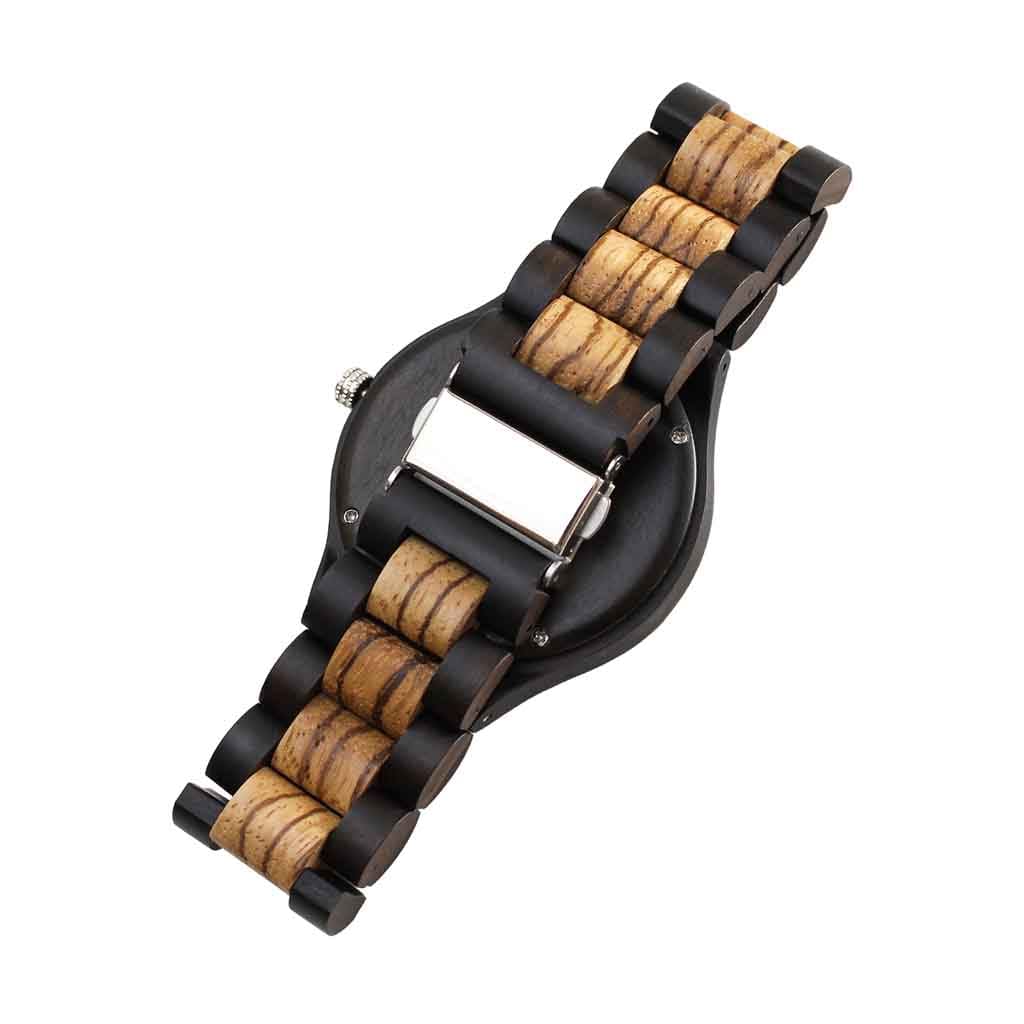 Reloj Hombre Correa Madera Combinado Negro Café
