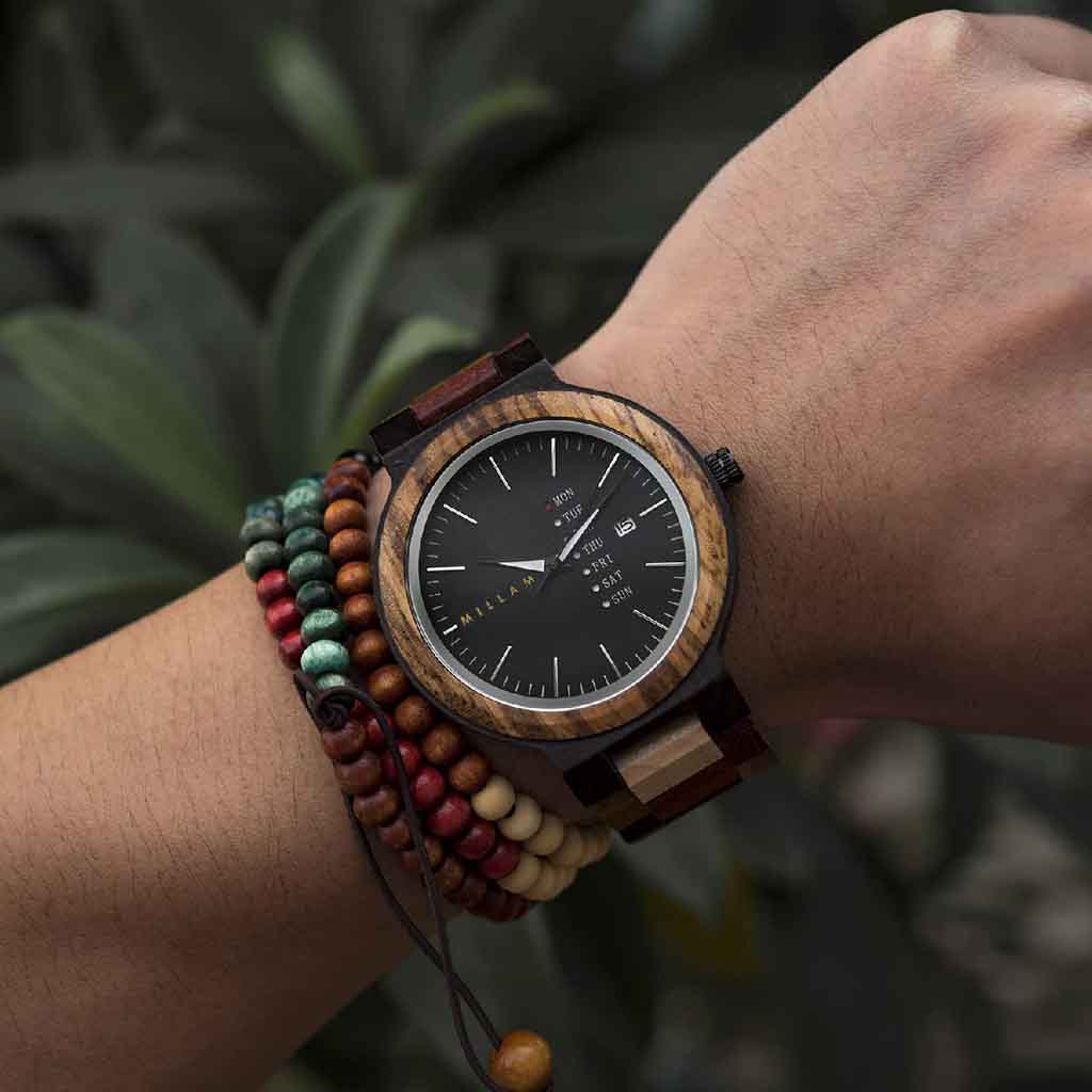 Reloj Hombre de Madera con Eslabones Multicolor