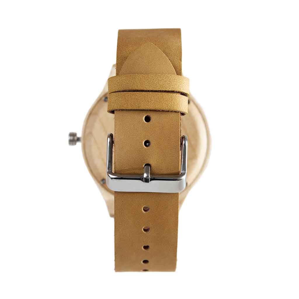 Reloj Madera con Tornillos y Correa de Cuero Beige
