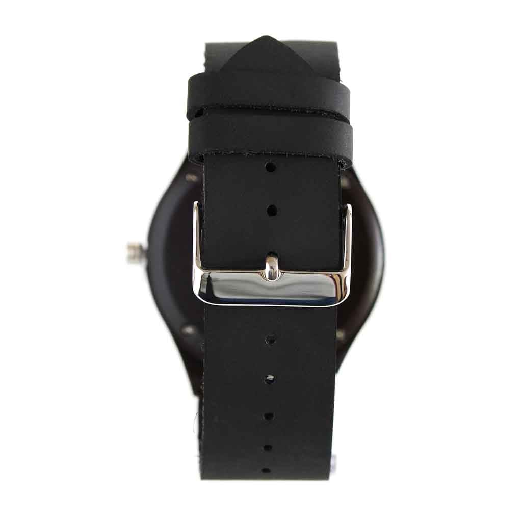 Reloj Madera Correa Cuero Negro Marcadores Numéricos