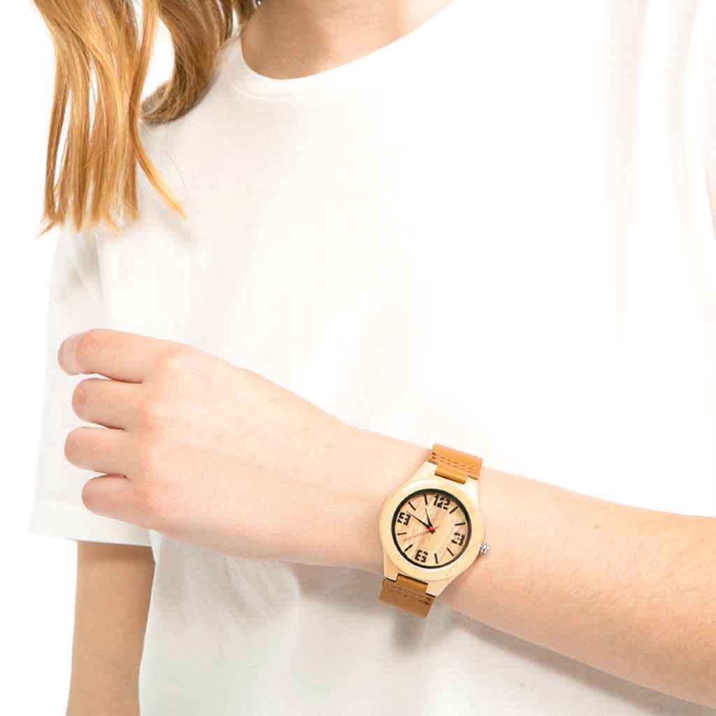Reloj Madera Juvenil Hombre Mujer Bambú
