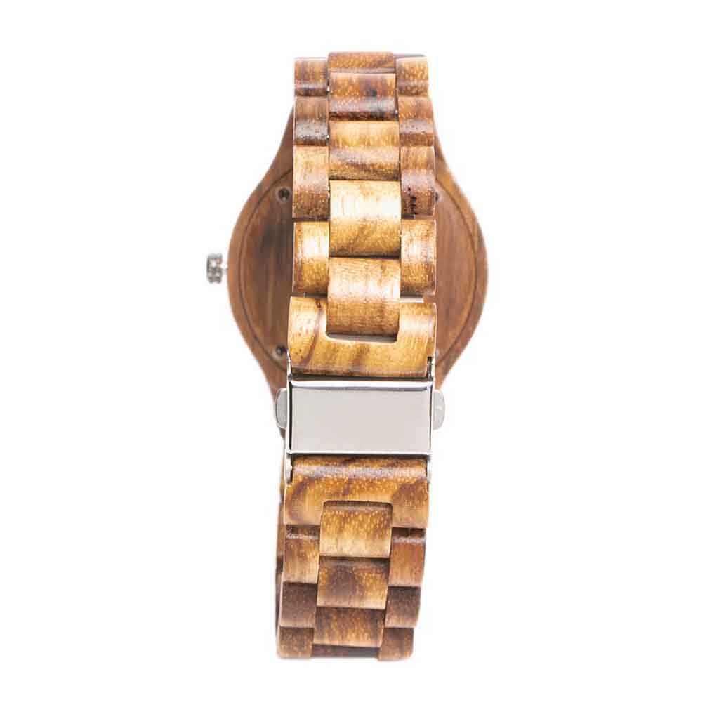Reloj Unisex Analogo Correa Eslabones Madera Café