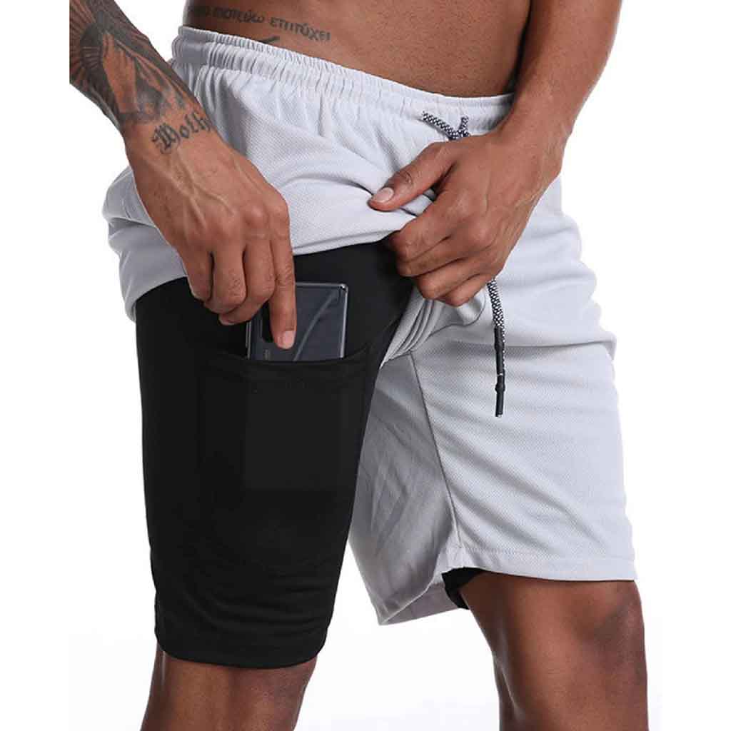 Short Gimnasio Licra Bolsillo Poliester Hombre