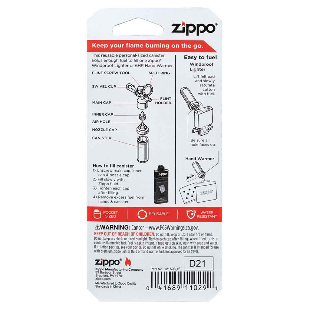Zippo Canister Contenedor Multipropósito Bencina Encendedor