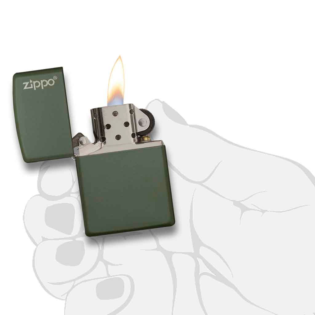 Encendedor Zippo Lighter Classic Green Matte Zippo Logo
