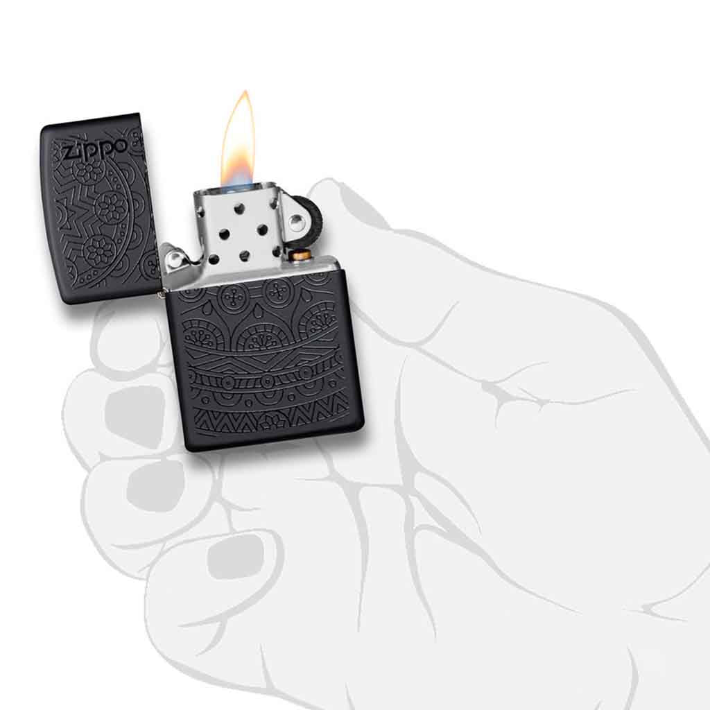 Encendedor Zippo Lighter Tone on Tone Design Negro