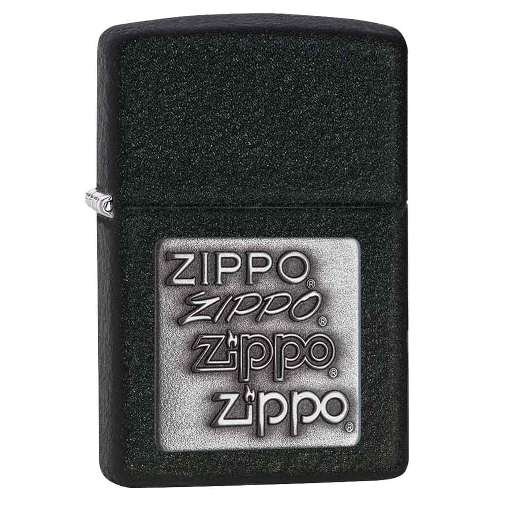 Encendedor Zippo Lighter Black Crackle Silver Logo Negro