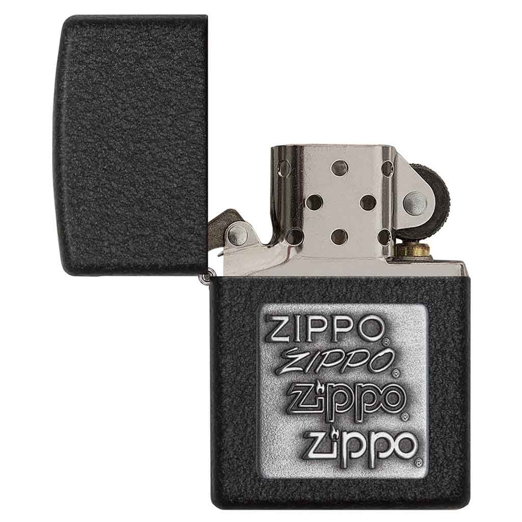 Encendedor Zippo Lighter Black Crackle Silver Logo Negro