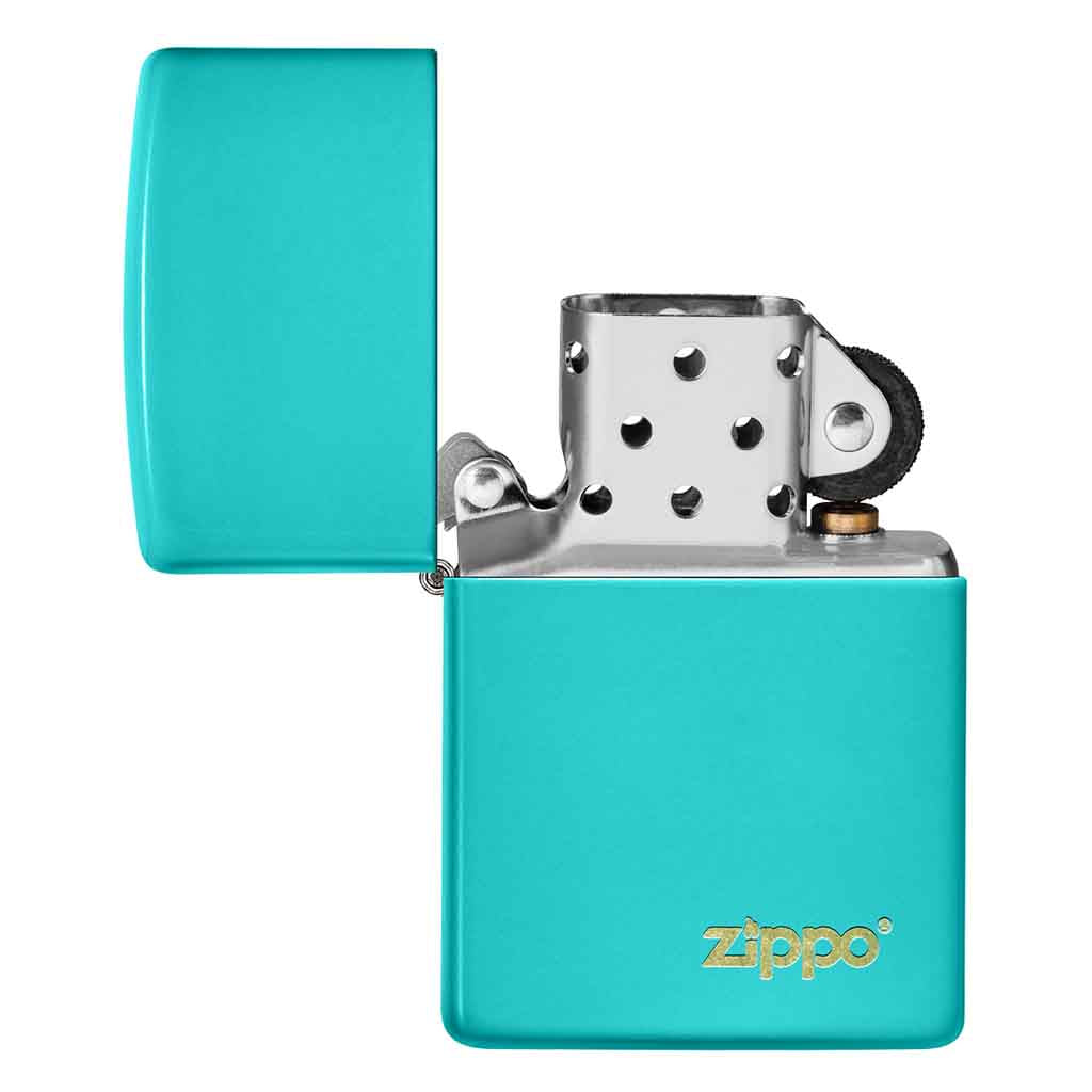 Encendedor Zippo Lighter Flat Turquoise Logo Turquesa